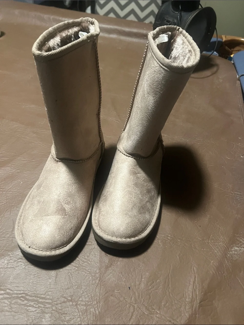 pop Women’s Short Suede Winter Boots in Light Beige